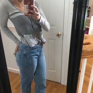 American Eagle grey spotted striped cardigan